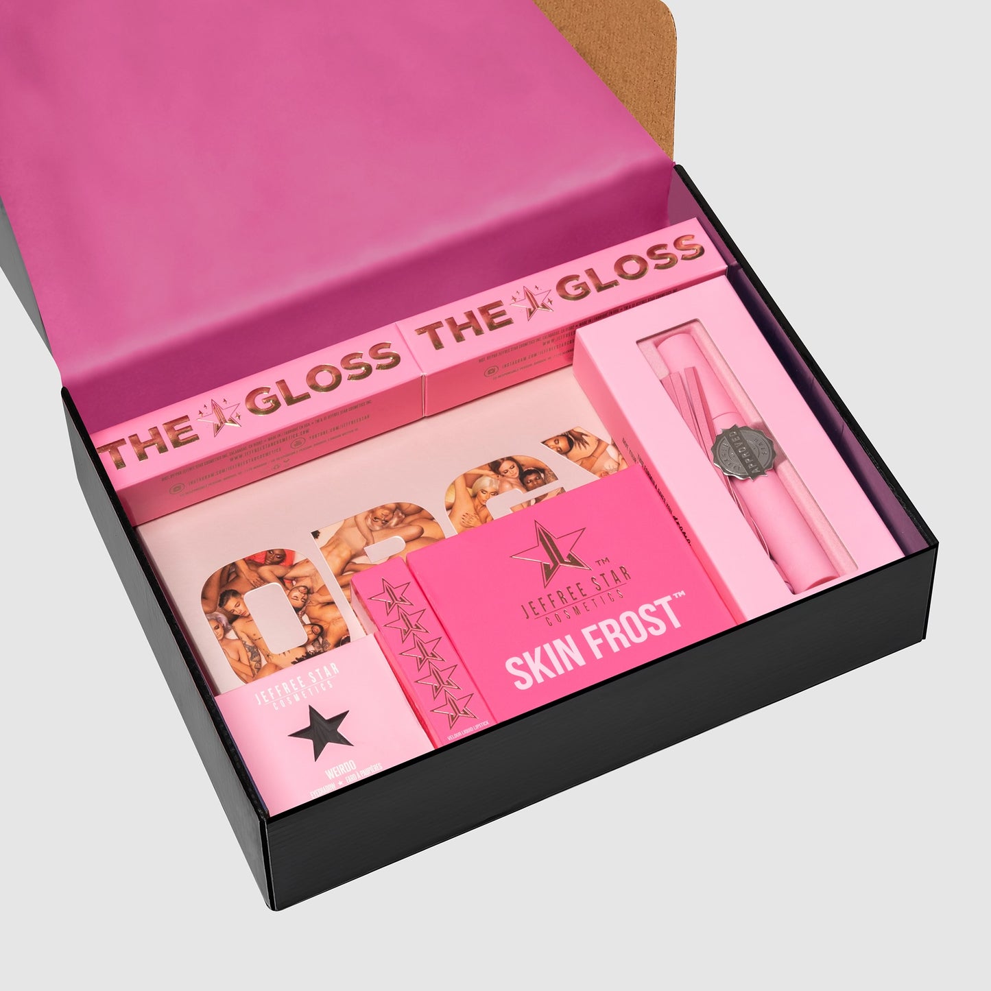 Jeffree Star Cosmetics The Orgy Palette Make Up Gift Set + Jeffree Star Approved Mascara in Black (6 pcs set)